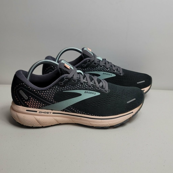 Brooks Ghost 14 Womens Size 10B Running Shoes Black Peach Athletic Sneakers - Picture 8 of 9